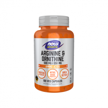 Аминокислота L-Аргинин + L-Орнитин NOW FOODS Arginine + Ornithine 100 капсул