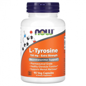 Аминокислота L-тирозин NOW FOODS TYROSINE 750mg 90 капсул Аминокислота L-тирозин NOW FOODS TYROSINE 750mg 90 капсул