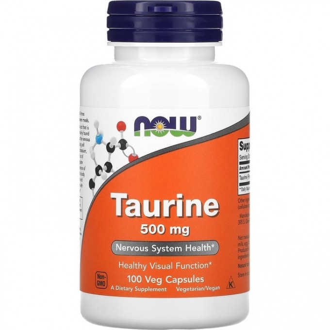Аминокислота NOW FOODS TAURINE (активатор), 500мг, 100 капсул NS28707