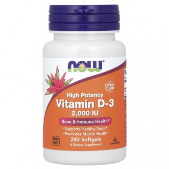 Витамин NOW FOODS VITAMIN D-3 2,000 IU, High Potency, 240 капсул Витамин NOW FOODS VITAMIN D-3 2,000 IU, High Potency, 240 капсул