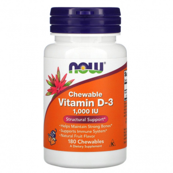 Витамины NOW FOODS VITAMIN D3 1000 IU CHEWABLE 180 жевательных таблеток Витамины NOW FOODS VITAMIN D3 1000 IU CHEWABLE 180 жевательных таблеток